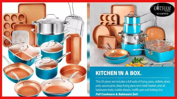 Gotham Steel Cookware + Bakeware Set with Nonstick Durable Ceramic Copper Coating