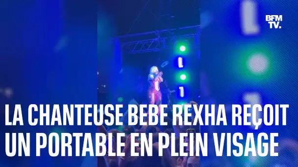 La chanteuse Bebe Rexha reçoit un portable en plein visage pendant un concert à New York
