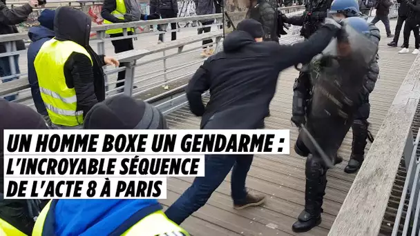 Un homme boxe un gendarme, l&#039;incroyable séquence de l&#039;acte 8 à Paris