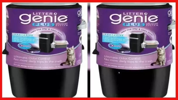 Litter Genie Plus Pail, Ultimate Cat Litter Disposal System, Locks Away odors, Includes One Refill