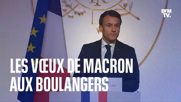 Les vœux d'Emmanuel Macron face aux boulangers en crise