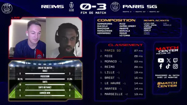 Match Center : Stade de Reims vs Paris Saint-Germain