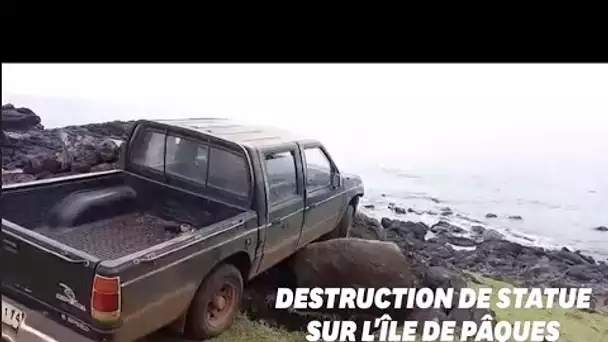 Île de Paques: ses freins lâchent et il détruit une statue Moaï