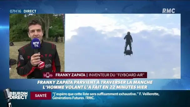 Franky Zapata a réussi à traverser la Manche sur son Flyboard: "C'est un effort physique extrême"