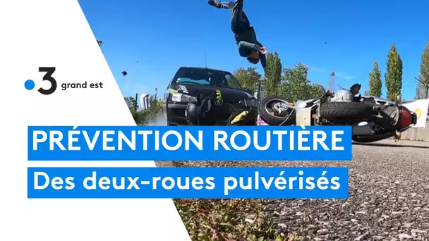 Mulhouse : crash-test sécurité routière grandeur nature avec des deux roues pulvérisés