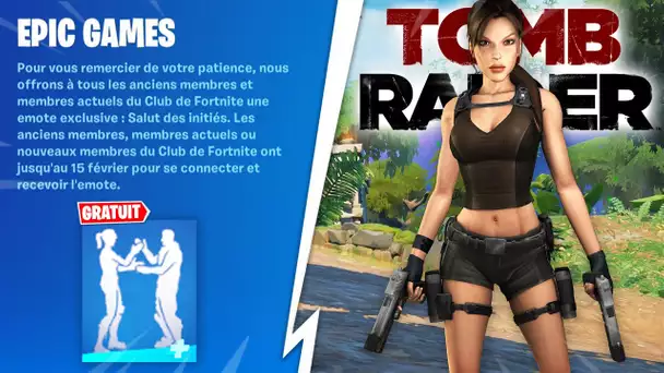 FORTNITE NOUS OFFRE UN CADEAU POUR S'EXCUSER + TOMB RAIDER ARRIVE SUR FORTNITE ! (FORTNITE NEWS)