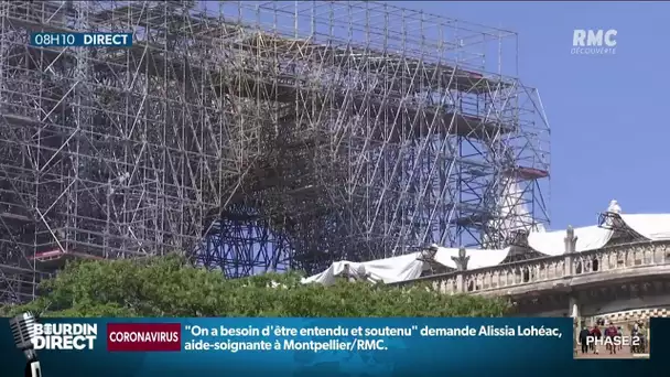Démontage à haut risque de l'échafaudage de Notre-Dame de Paris