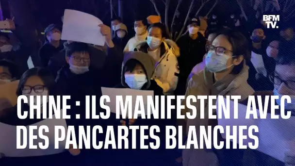 Ces manifestants chinois brandissent des pancartes blanches pour dénoncer la politique "zéro covid"