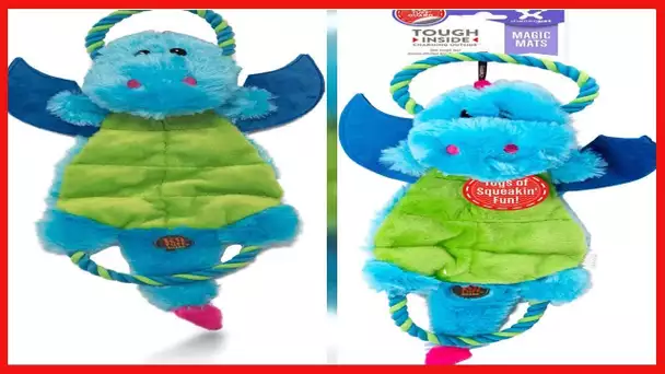 Charming Pet Magic Mats Blue Dragon Interactive Plush Squeaky Dog Tug Toy