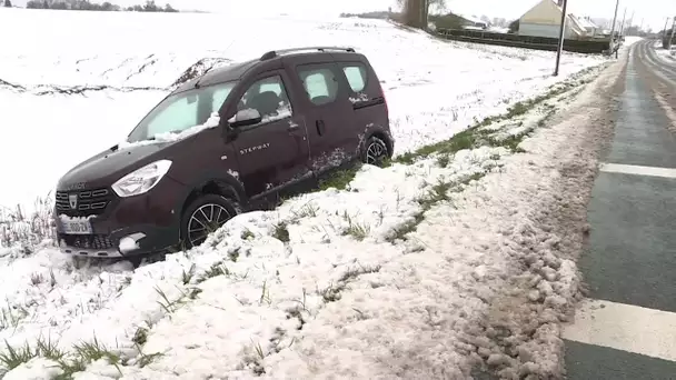 En Seine-Maritime,  en direction du pays de Bray, la neige du 1er avril