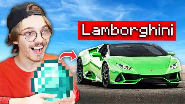 1 Diamant miné = 1 minute dans une Lamborghini...