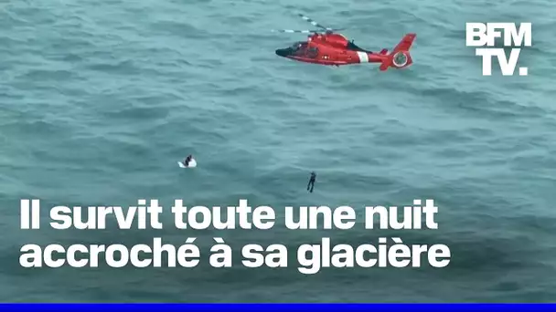 Ouragan Milton: un pêcheur survit toute une nuit accroché à sa glacière au milieu des vagues