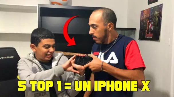 J'OFFRE L'IPHONE X A MOMO SI IL FAIT 5 TOP 1 EN 10 GAMES SUR FORTNITE !