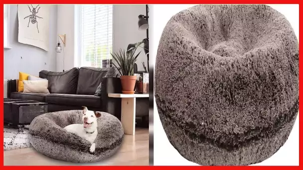 Bessie and Barnie Bagel Dog Bed - Extra Plush Faux Fur Dog Bean Bed - Circle Dog Bed - Waterproof