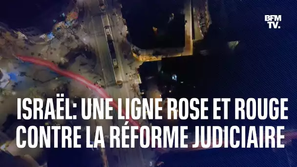 En Israël, une ligne rouge et rose pour manifester contre un projet de loi controversé