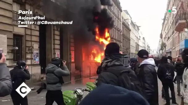 Affrontements entre black blocs et policiers - C à Vous - 05/12/2019