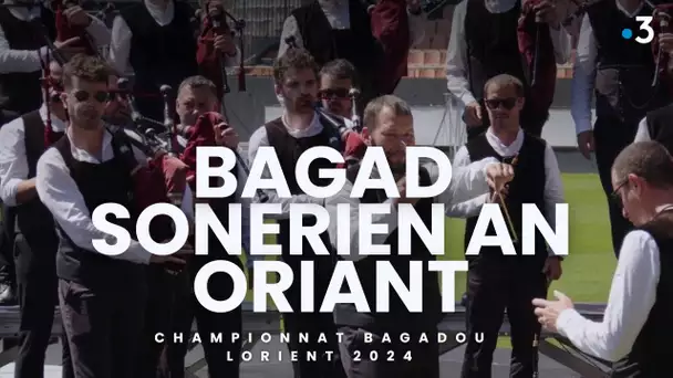 Bagad Sonerien an Oriant (Lorient) au championnat 2024 des bagadoù de Lorient