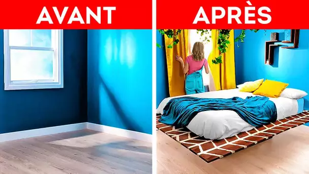 RÉNOVATION BON MARCHÉ D'UNE CHAMBRE AVEC UN LIT FLOTTANT || RÉNOVATION EXTRÊME D'UNE CHAMBRE