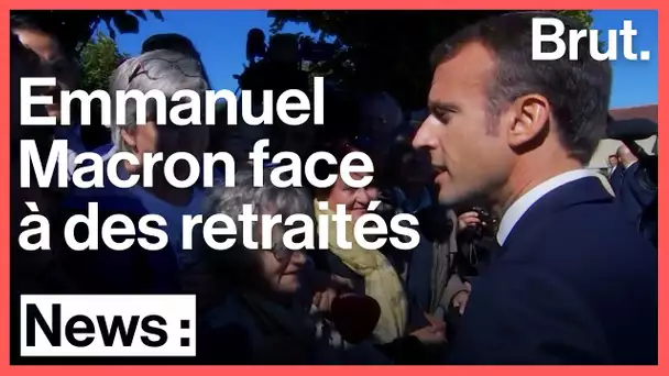 Emmanuel macron face à des retraités en colère