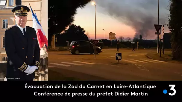 Évacuation en cours de la Zad du Carnet en Loire-Atlantique : conférence de presse du préfet