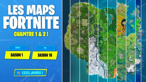 EVOLUTION DE LA MAP FORTNITE DE LA SAISON 1 A LA SAISON 16 ! (FORTNITE MAP CHAPITRE 1 & 2)