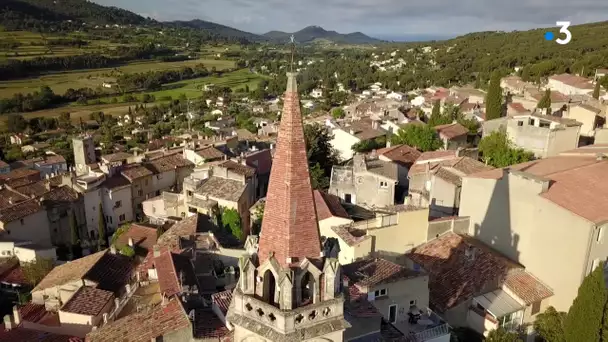 La Cadière-d'Azur, superbe village du Var vu du ciel