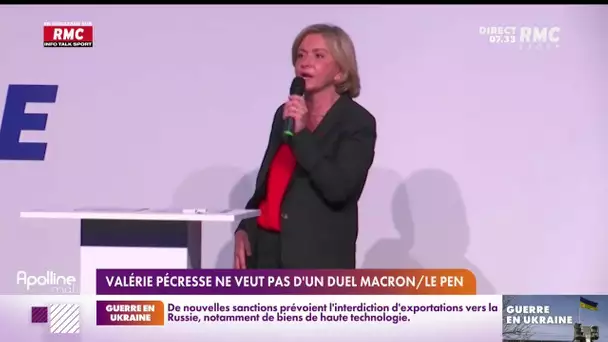Présidentielle : Valérie Pécresse ne veut pas d'un duel Macron/Le Pen