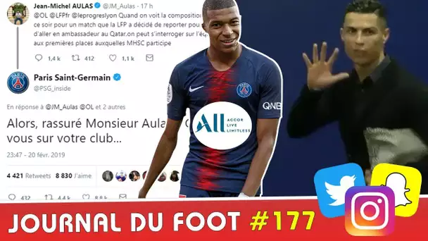 PSG nouveau sponsor maillot, RONALDO l'a mauvaise, AULAS calmé sur Twitter, MBAPPÉ réclame un but