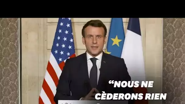 Violences à Washington: Macron appelle à "ne rien céder" face à "la violence de quelques-uns"