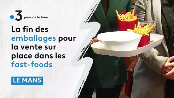 Christophe Béchu au Mans pour la fin de la vaisselle jetable dans les fast foods.