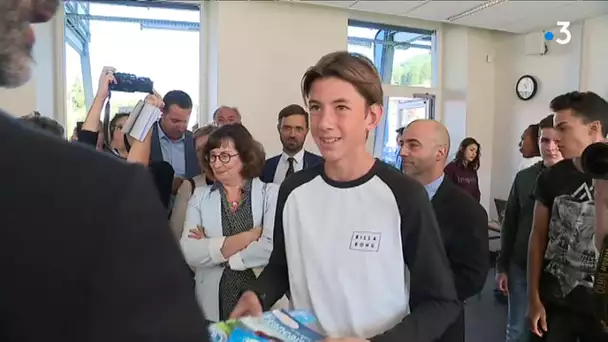 Rentrée scolaire : Laurent Wauquiez prône la gratuité des manuels à Voiron (Isère)