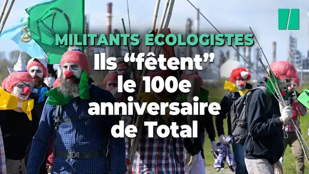 Pour les 100 ans de Total, des militants écolos font les clowns dans toute la France