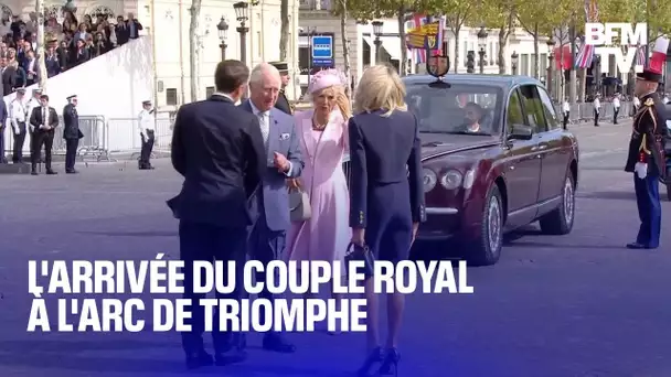 L'arrivée du couple royal britannique à l'Arc de Triomphe