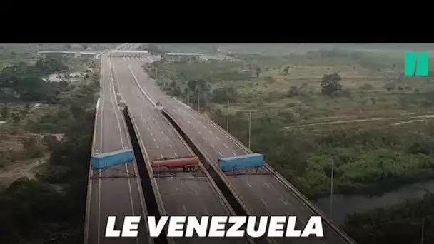Au Venezuela, des containers bloquent la frontière pour empêcher l'aide humanitaire de rentrer