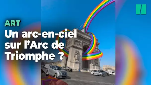 Pour célébrer le mois des fiertés, un artiste décore l’Arc de Triomphe d’un arc-en-ciel