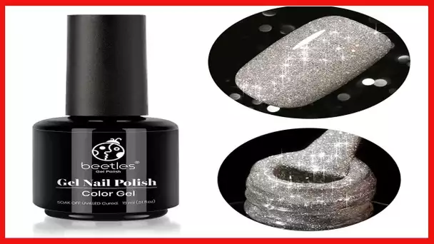Beetles Reflective Gel Polish Color 15ml Nail Gel Silver Glitter Nail Gel Soak Off LED Nail Lamp Gel