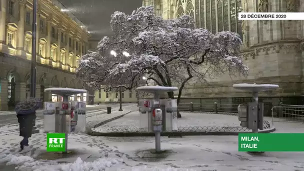 Italie : une épaisse couche de neige recouvre Milan et perturbe la circulation
