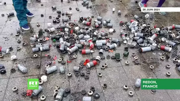 Rave party de Redon : des manifestants déversent des munitions utilisées par les forces de l'ordre