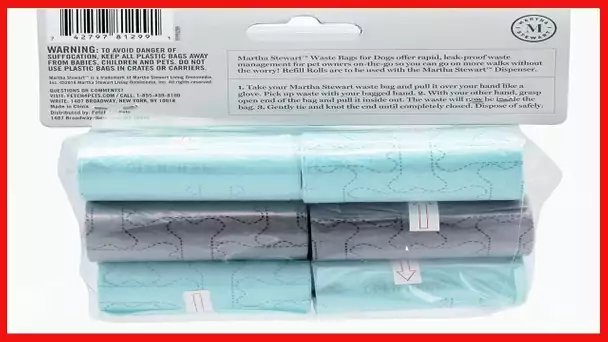 Martha Stewart for Pets Waste Bags for All Dogs | Unscented Doggie Bags, Rolls of Tear-Resistant Dog