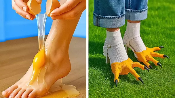 CHAUSSURES POULE DIY ! 🐔 Astuces de Chaussures Folles pour Rires et Jambes 🦵😂✨👟