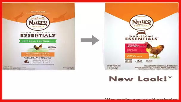 NUTRO WHOLESOME ESSENTIALS Hairball Control Adult Cat Food, Chicken & Brown Rice Recipe