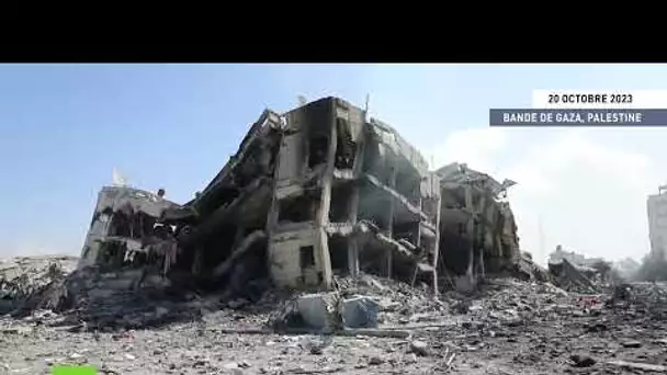 Images de destruction dans le quartier d'Al-Zahra, dans la bande de Gaza, après un bombardement
