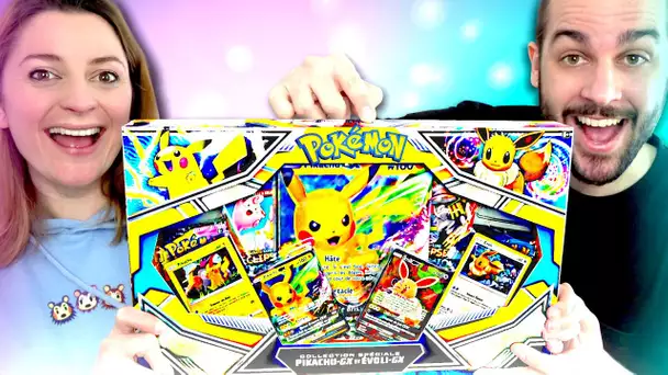 LE NOUVEAU COFFRET POKEMON PIKACHU ET EVOLI PREFERE DE KIM ! OUVERTURE CARTE POKEMON