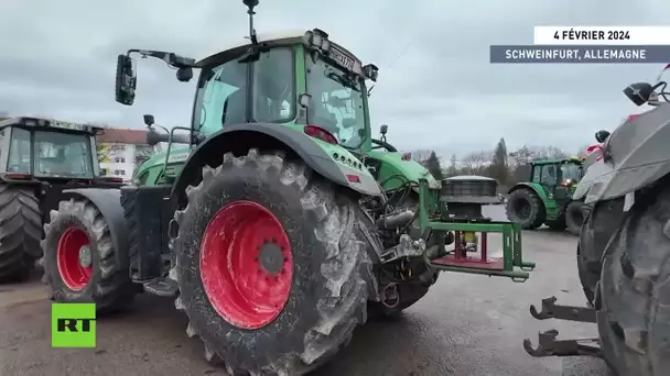 🇩🇪  Allemagne: des centaines de tracteurs d'agriculteurs protestataires arrivent à Schweinfurt