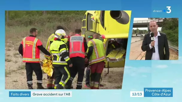 Accident d'un minibus transportant des enfants sur l'autoroute A8 reliant Aix à Nice