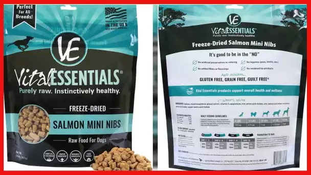 Vital Essentials Freeze Dried Dog Food, Salmon Mini Nibs 14 oz