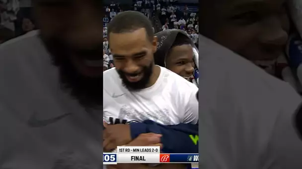 Anthony Edwards crashes Mike Conley’s interview after winning game 2! 🤣 | #Shorts