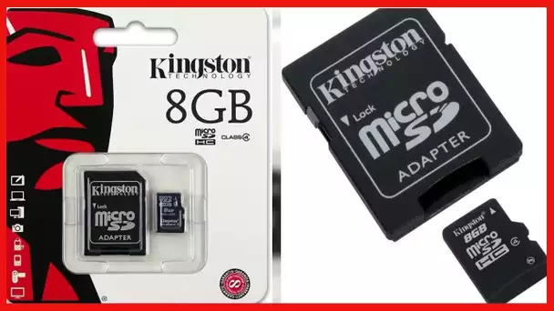 Kingston 8GB Class 4 MicroSDHC Card Flash Memory with SD Adapter SDC4/8GB
