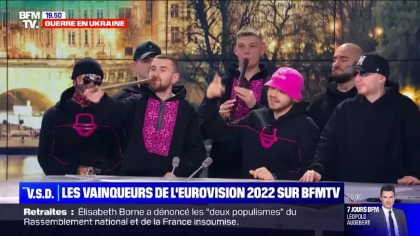 Les vainqueurs ukrainiens de l'Eurovision 2022 Kalush Orchestra, jouent leur tube Stefania sur BFMTV