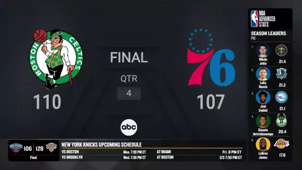 Celtics @ 76ers |NBA on ABC Live Scoreboard